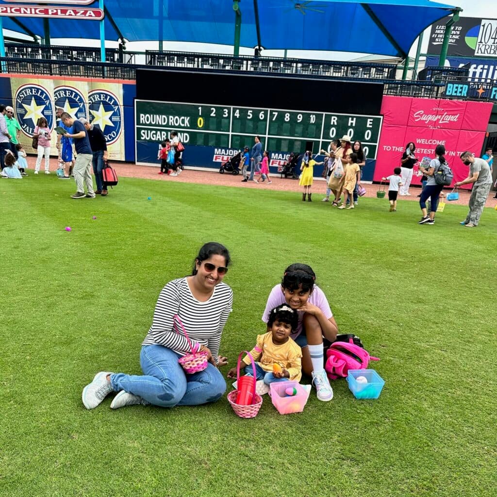 Easter egg hunt activities on the field