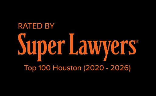 Rated By Super Lawyers Top 100 In Houston 2020 - 2026 Badge